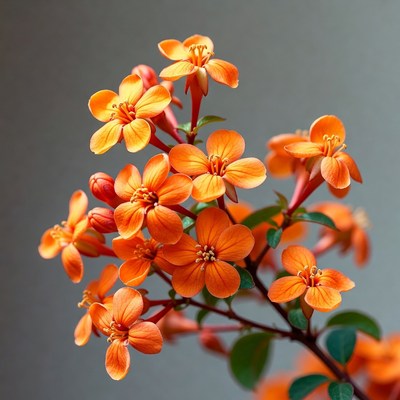 Orange Flowers on Gray Background