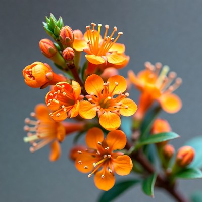 Orange Flower Cluster on Gray Background
