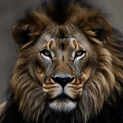 Close-up lion face portrait