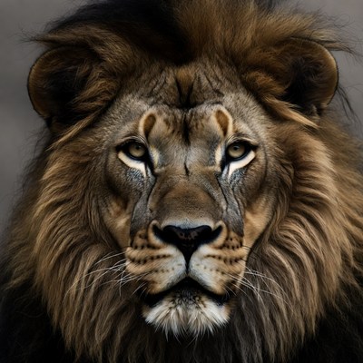 Close-up lion face portrait
