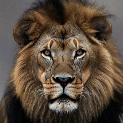 Majestic lion close-up portrait