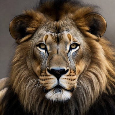 Close-up lion face portrait