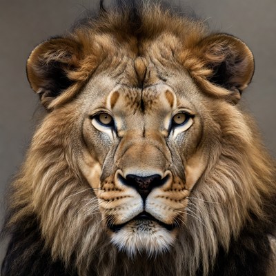 Close-up lion face portrait