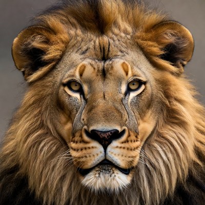 Close-up lion face portrait