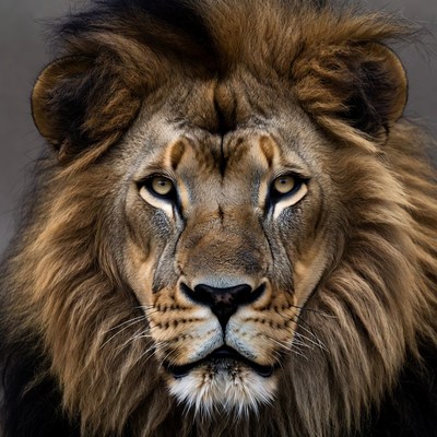 Close-up lion face portrait