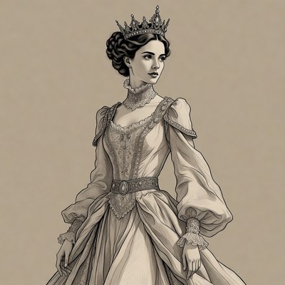 Elegant woman in crown and gown