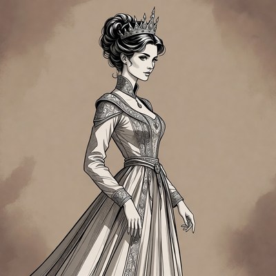 Elegant woman wearing crown and gown