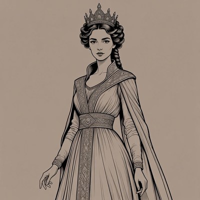 Elegant Woman Wearing Crown