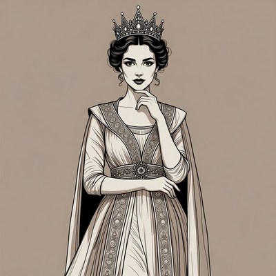 Queen with crown thinking pose