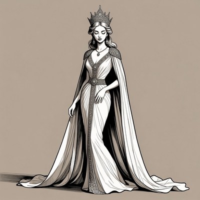 Elegant Queen in Flowing Gown