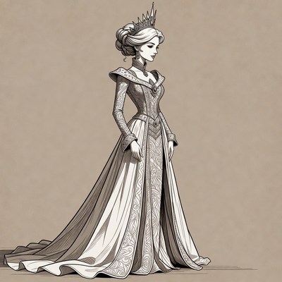 Elegant Woman in Gown with Crown