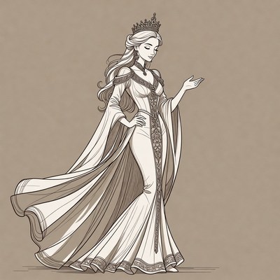 Elegant princess in flowing gown