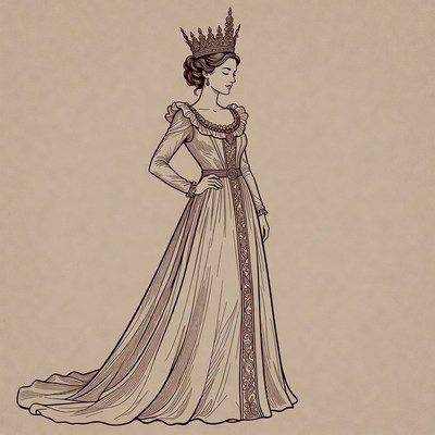 Elegant Woman in Crown and Gown