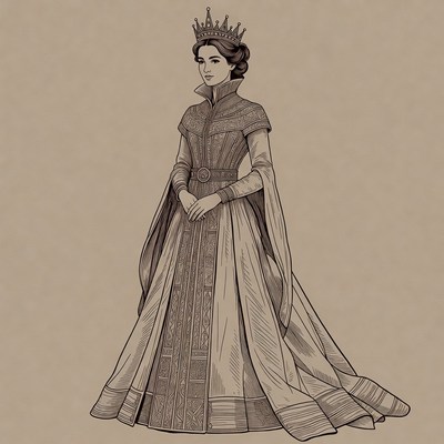 Elegant woman wearing crown and gown