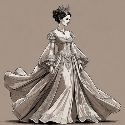Elegant Woman in Gown with Crown