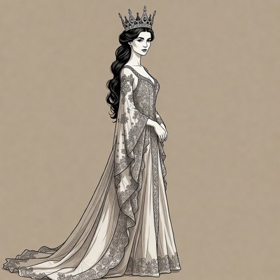 Elegant woman wearing crown and gown