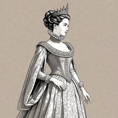 Elegant woman in Renaissance gown and crown