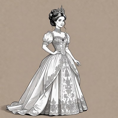 Elegant woman in Victorian gown and crown