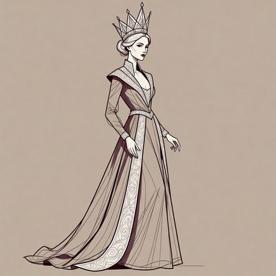 Elegant Queen in Flowing Gown