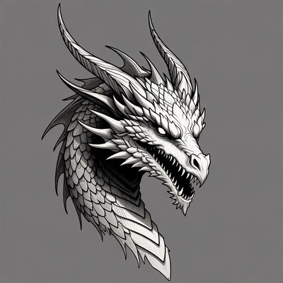 Fierce Dragon Head Illustration