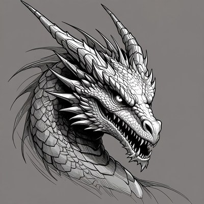 Detailed Dragon Head Sketch