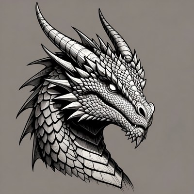 Detailed Dragon Head Illustration