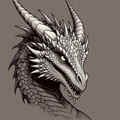 Fierce Dragon Head Illustration
