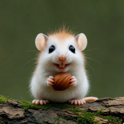 Cute hamster eating hazelnut