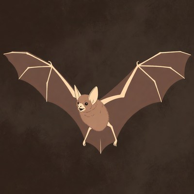 Cartoon bat with wings spread
