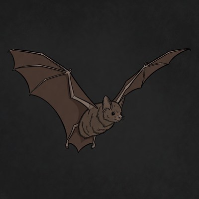 Cartoon bat flying with wings spread