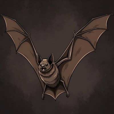 Cartoon bat with wings spread
