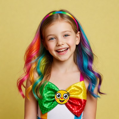 Girl with rainbow hair smiling
