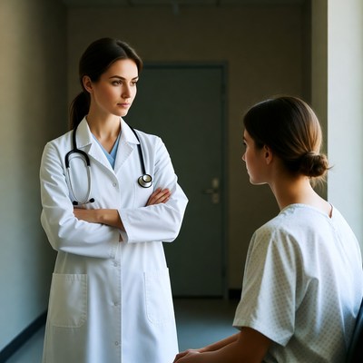 Doctor woman talking to patient