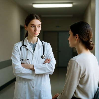 Doctor woman talking to patient