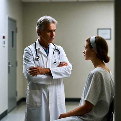 Doctor talking to female patient