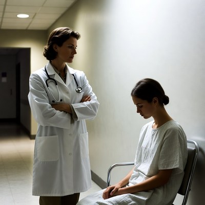 Doctor talking to patient girl