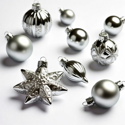 Shiny Silver Christmas Ornaments
