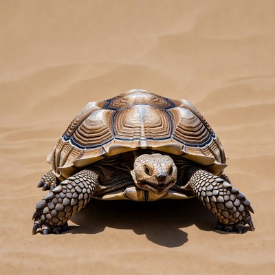 Tortoise on sandy desert