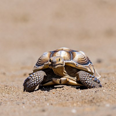 Sulcata Tortoise on Sandy Ground