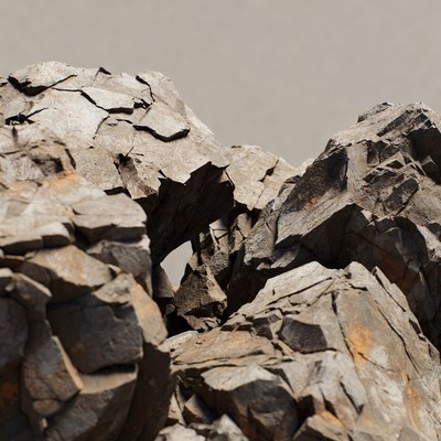 Rugged Gray Rocks on Beige Background