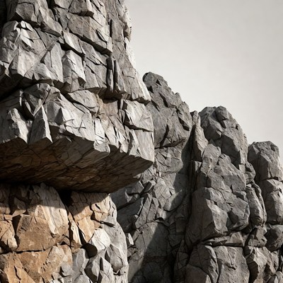 Towering Gray Rock Formation Cliff