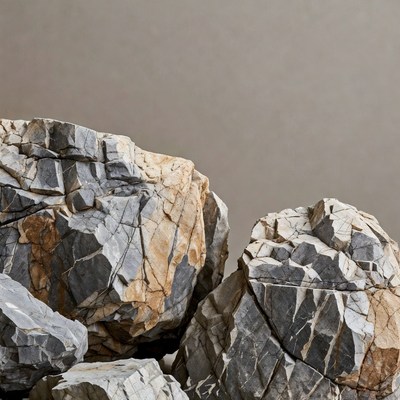 Large gray rocks on beige background