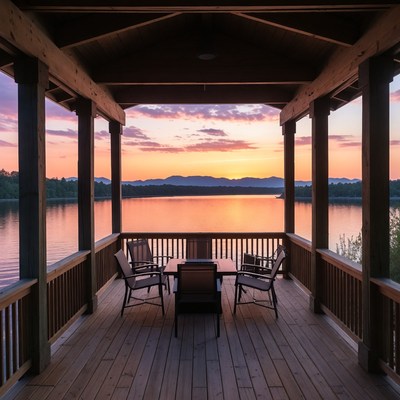 Lake Gazebo at Sunset