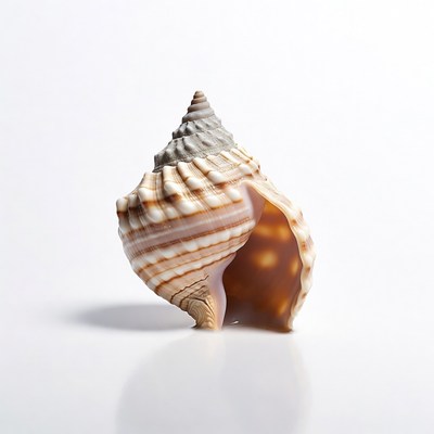 Open seashell on white background