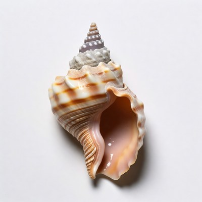 Large Conch Seashell on White Background