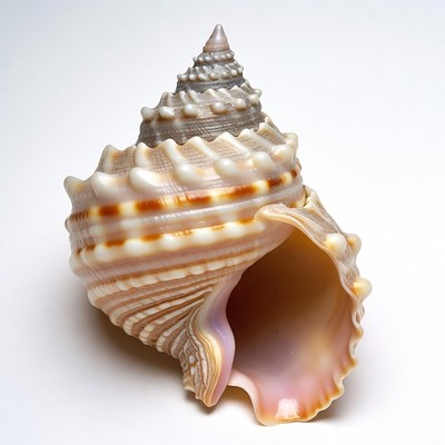 Large seashell on white background