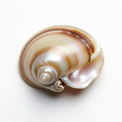 Shiny Seashell on White Background