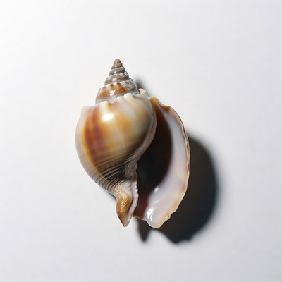 Open seashell on white background