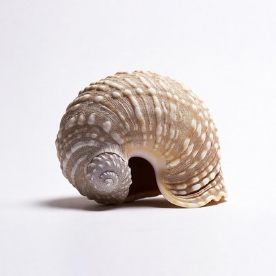 White Spotted Seashell on White Background