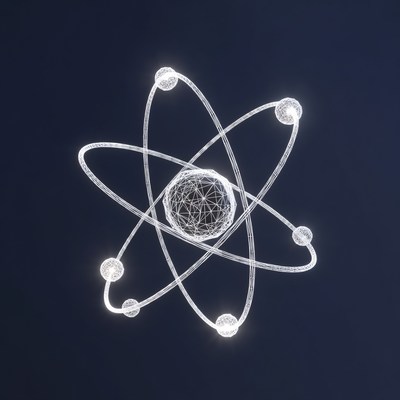 Glowing Wireframe Atom Model